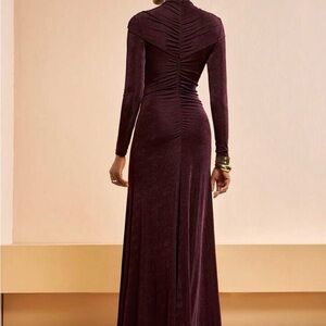 Elegant Long Sleeve Purple Dress